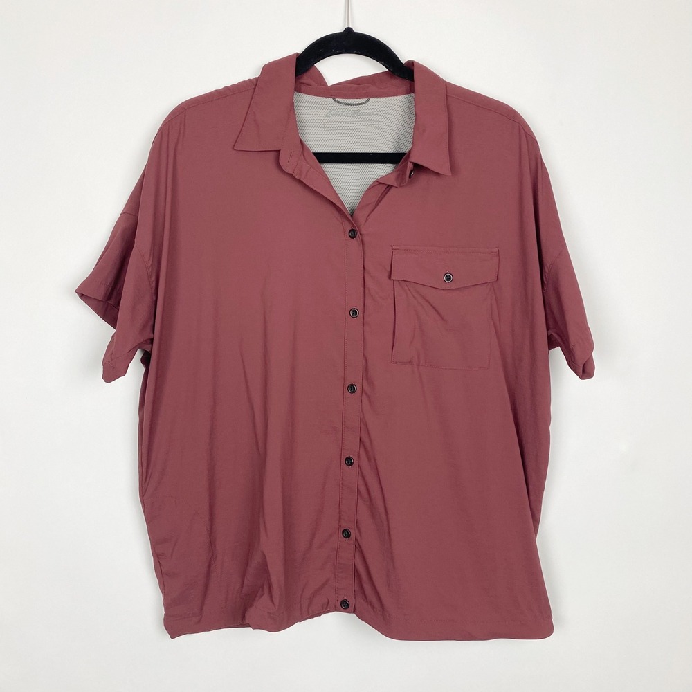Eddie Bauer Trail Short Sleeve Vented Bungee Hem Hiking Shirt Womens L